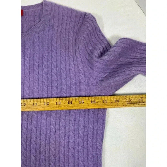 Anne Klein 100% Cashmere Lavender Purple Cable Knit Crew Neck Sweater Size Med - Picture 5 of 5